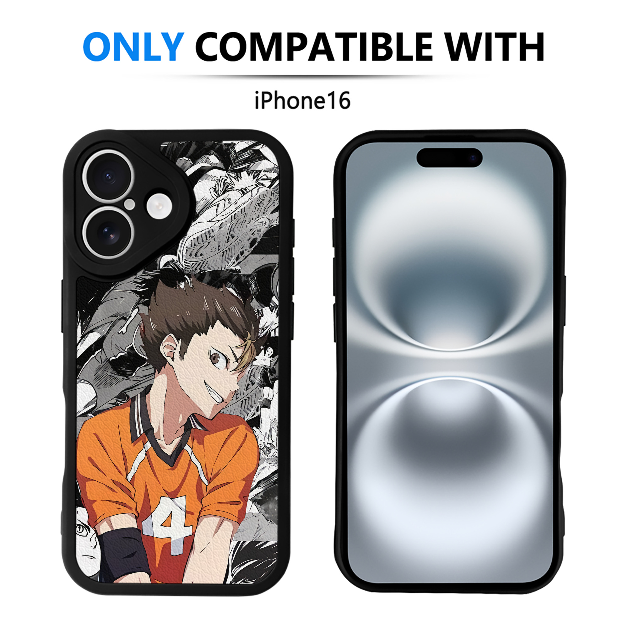 （画像用） ハイキュー!! Haikyu!! 【iPhone 16シリーズ対応】シリコンスマホケース（レザー調） 材質：シリコン